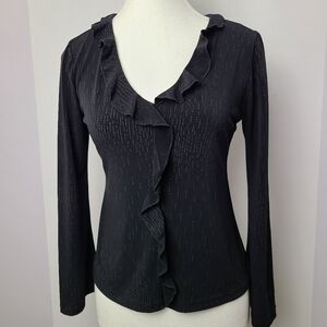 I.N. Studio San Francisco vintage y2k ruffled long sleeve blouse Sz S (PTP 16")